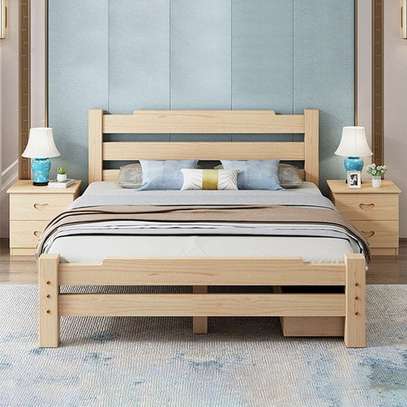 Lit simple bois marron foncé design moderne image 4