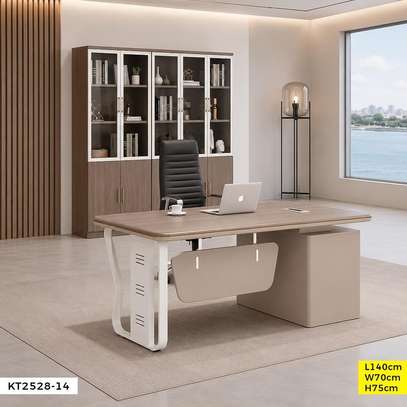 Bureau direction moderne 180x75 cm gris clair noir image 2