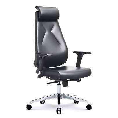 Chaise bureau ergonomique cuir noir dossier haut image 2