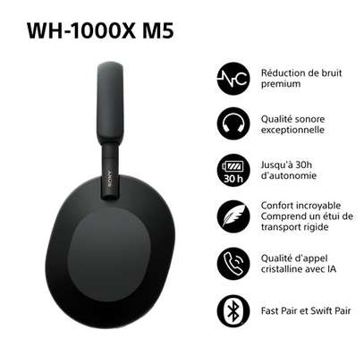 CASQUE SANS FIL SONY A REDUIRE DE BRUIT NOIR WH1000XM5 image 4