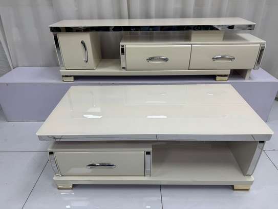 Ensemble meuble TV et table basse effet marbre image 3