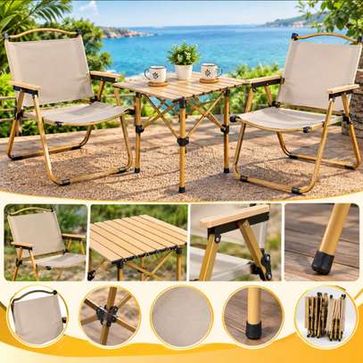 Salon de jardin pliable 2 fauteuils métal et bois image 2