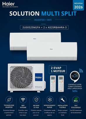 SPLIT 12000BTU HAIER DOUBLE EVAP 1.5CV INVERTER AS35RBAHRA4 image 2