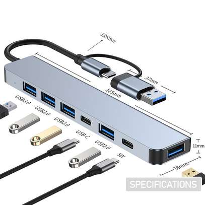 Adaptateur répartiteur de hub USB-C 7 en 1 avec multiport image 2