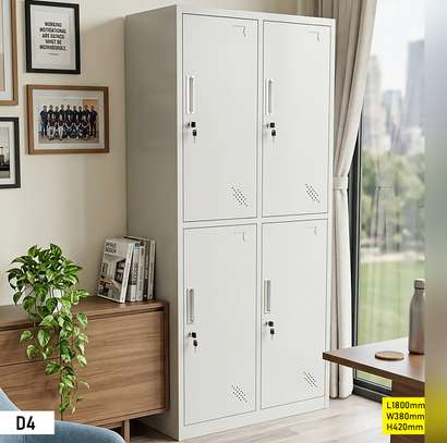 Armoire métallique 180 cm gris clair 5 étagères verrou image 9
