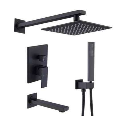 Ensemble douche pluie noir mat carré + douchette main image 12