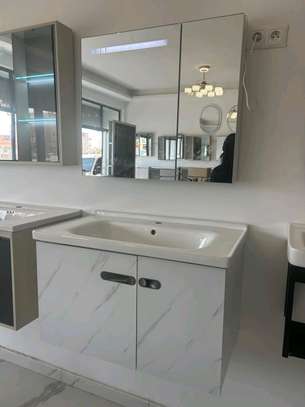 Meuble salle de bain moderne 80x60 cm gris blanc image 2