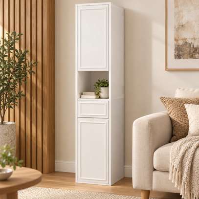 ARMOIRE DE RANGEMENT MURAL MARRON ET BLANC image 8