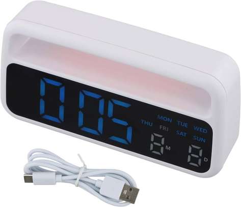 Réveil 2 Alarme 8 led  dimmable Snooze, 12/24H Date & Jour image 4