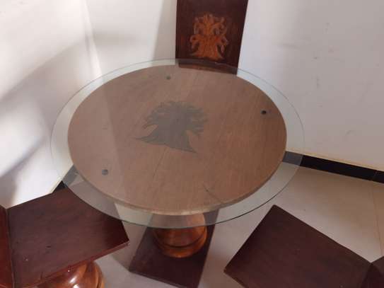 TABLE RONDE BOIS MASSIF - x3 CHAISES image 6