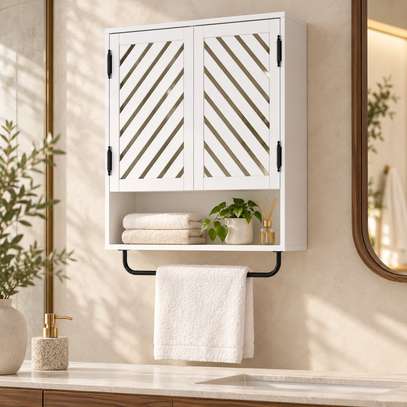 ARMOIRE DE RANGEMENT MURAL MARRON ET BLANC image 10