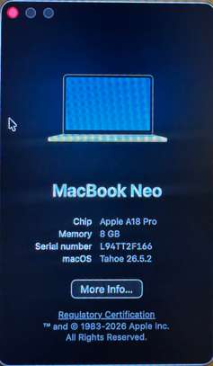 MacBook Neo Apple A18 Pro 8 Go macOS Tahoe image 2