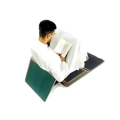 Tapis de prière pliable épais gris clair avec dossier image 2