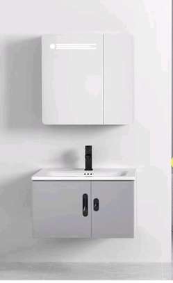 Meuble salle de bain moderne 80x60 cm gris blanc image 4