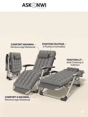 Chaise  pliable 2 en 1 avec matelas confortable. image 2