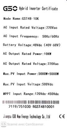Onduleur Solaire hybride 10kw image 2