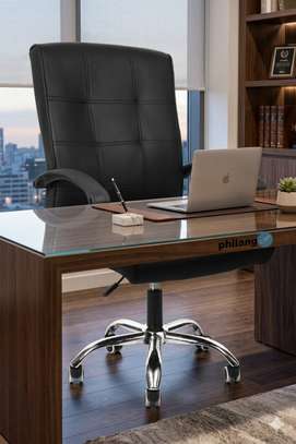 Chaise bureau cuir noir ergonomique réglable image 6