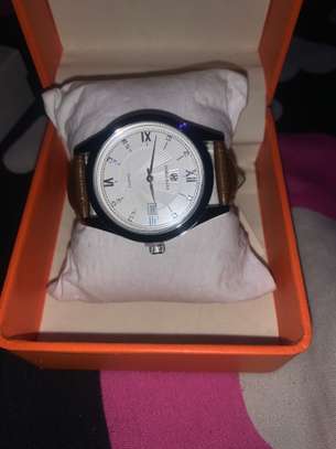 Hush Puppies montre cuir marron cadran blanc quartz image 3