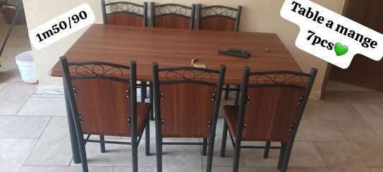 Ensemble salle à manger 7 pcs métal bois 1,50m image 3