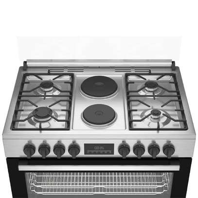 CUISINIERE BEKO 6FEUX 90X60 A GAZ + 2 PLAQUES CUISSON INOX image 2