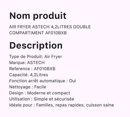 Air Fryer Astech  double compartiment noir image 4