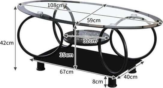 Table basse ovale verre trempé métal noir design image 2