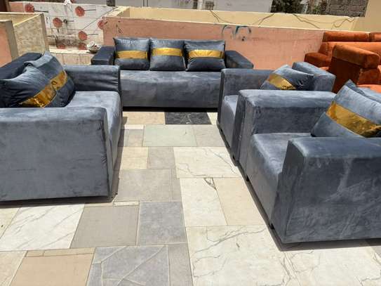 Ensemble canapé 3 places + 2 fauteuils velours gris image 3