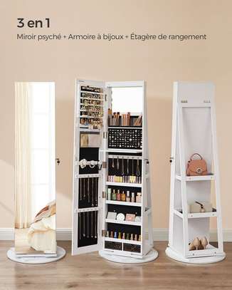 Armoire à bijoux blanche avec miroir et rangement image 4