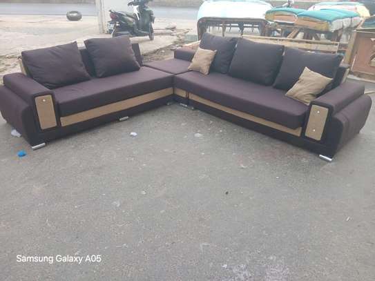 Canapé d'angle marron foncé 6 Places tissu durable image 3