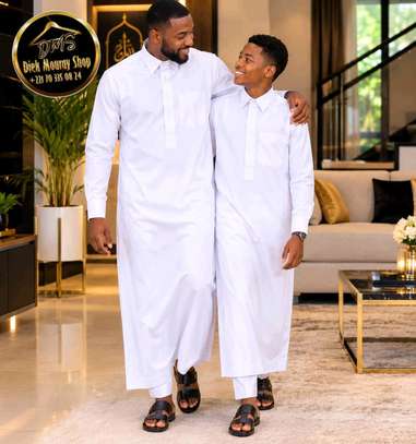 Qamis Col chemise manches poignets avec pantalon image 3
