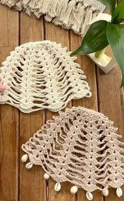 Bonnet crochet bleu clair perlé taille unique image 3
