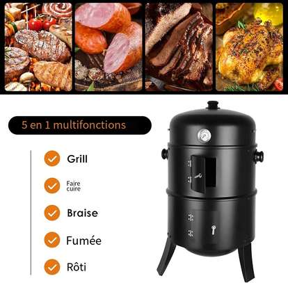 Fumoir barbecue vertical acier noir avec thermomètre image 6
