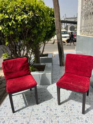 Chaise tissu rouge moderne bois solide confortable image 6