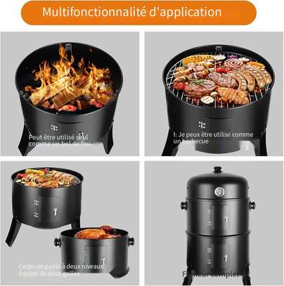 Fumoir barbecue vertical acier noir avec thermomètre image 3