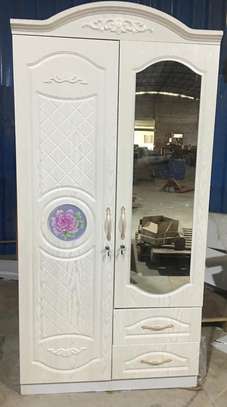 Armoire bois 2 portes miroir et tiroir image 2