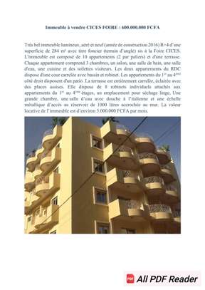 Immeuble R+4 a vendre CICES Foire image 2
