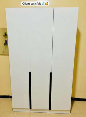 Armoire blanche 3 portes 120x47x200 cm design épuré image 4