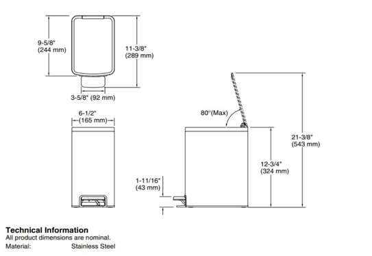 Deux poubelles à pédale KOHLER de 6L en inox image 5