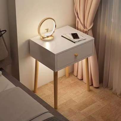 Table de chevet bois clair 1 tiroir blanc image 2