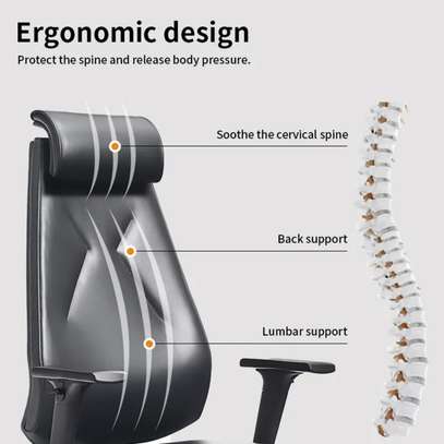 Chaise bureau ergonomique cuir noir dossier haut image 4
