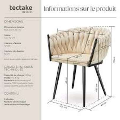 Chaise tressée beige clair dossier design contemporain image 2