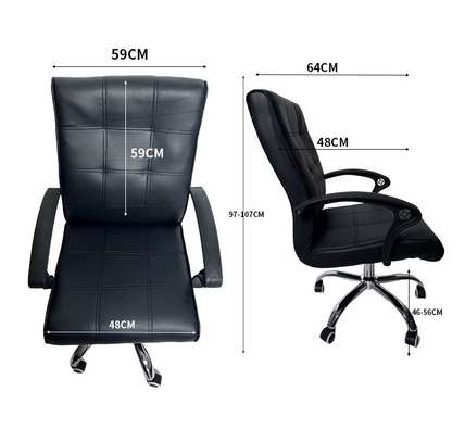 Chaise bureau cuir noir ergonomique réglable image 3