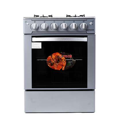 CUISINIERE ASTECH 4FEUX 60X60 A GAZ AVEC FOUR A GAZ INOX image 3
