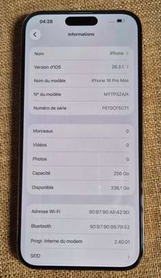 IPHONE 16 PRO MAX SIM PHYSIQUE 256GO image 3