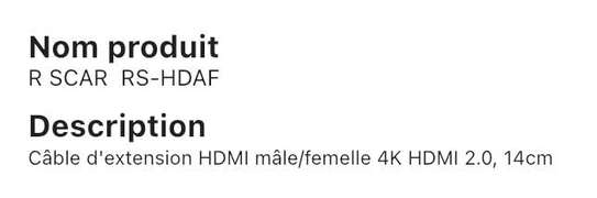 Adaptateur Câble Mini HDMI Mâle vers HDMI Femelle 4K 60Hz  ) image 3