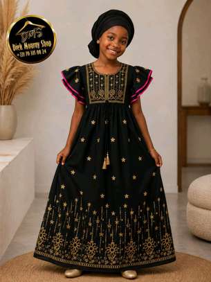 Robe coton inde avec foulard pour enfants image 3