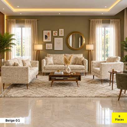 Salon 6 places velour design moderne image 2