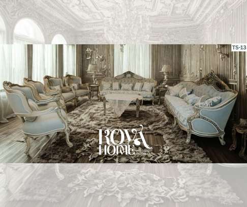 Salon classique royal gris clair et doré 5 places image 9