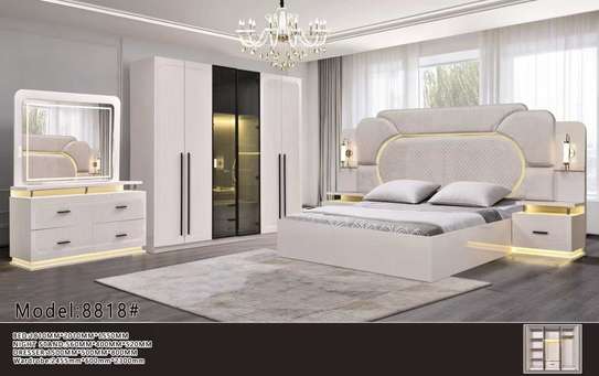 Ensemble chambre 5 pièces blanc laqué moderne 8816 image 3