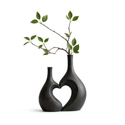 Ensemble 2 vases céramique blanc cassé motif cœur image 7